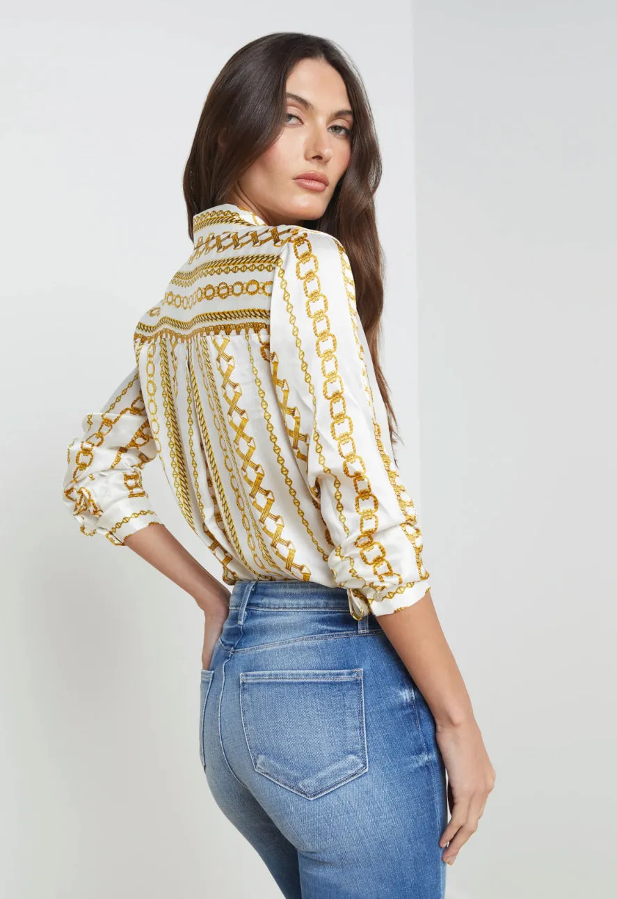 L’agence - Tyler Blouse - White Multi Stripe Chain