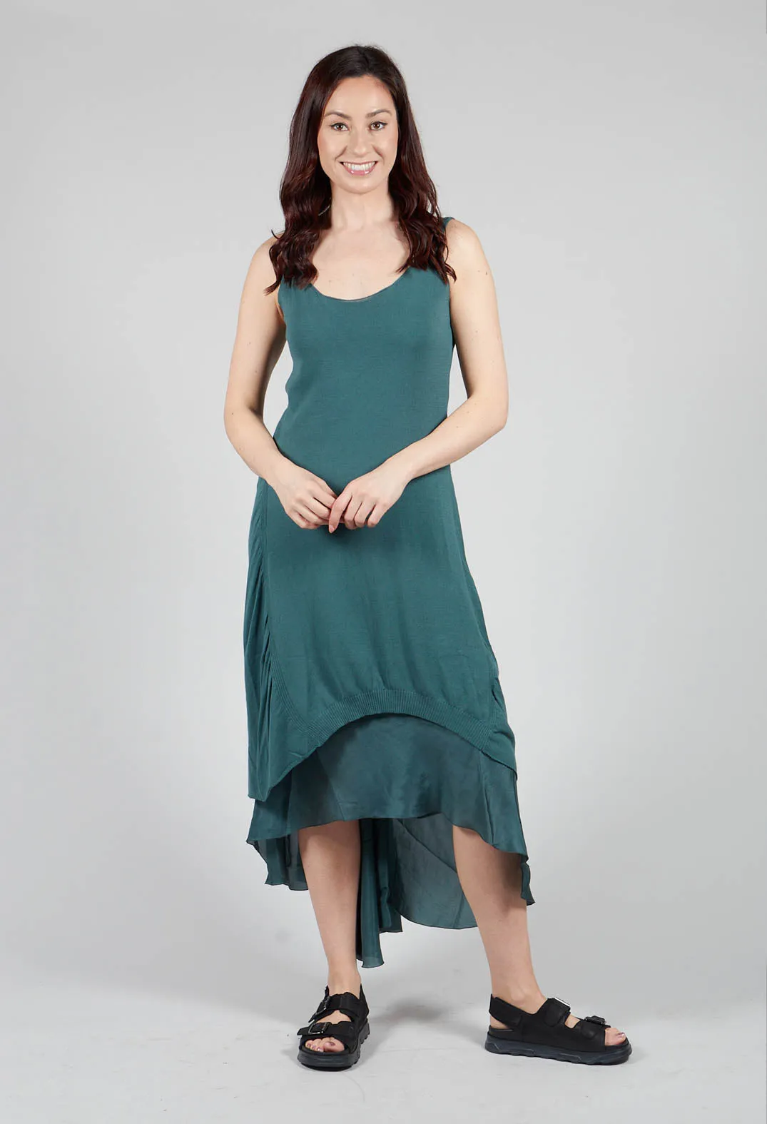 Layered Vest Dress in Petrol