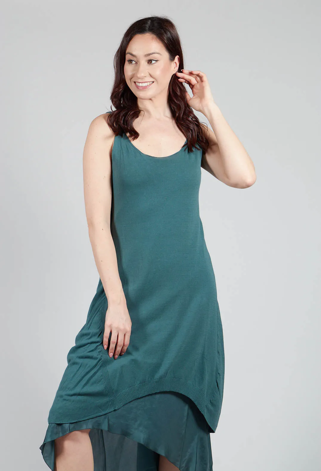 Layered Vest Dress in Petrol