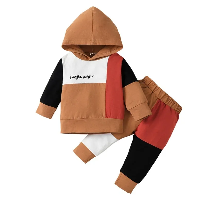 Little Man Block Hoodie Set