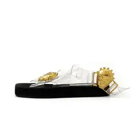 Loza Maleombho PVC cross front and cross ankle, gold-plated, 1-inch platform KOH PLUS sandals