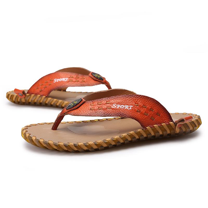 Luxury Men's Genuine Leather Beach Slippers