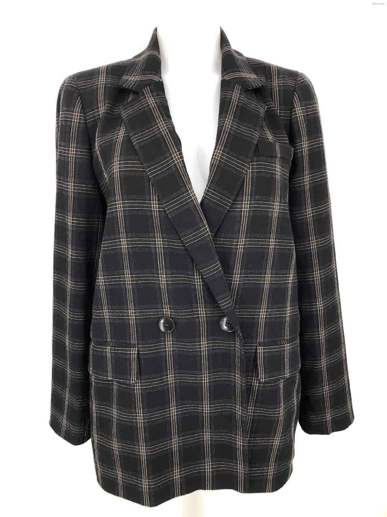 MADEWELL Black Beige Plaid Women Size LARGE  (L) Jacket