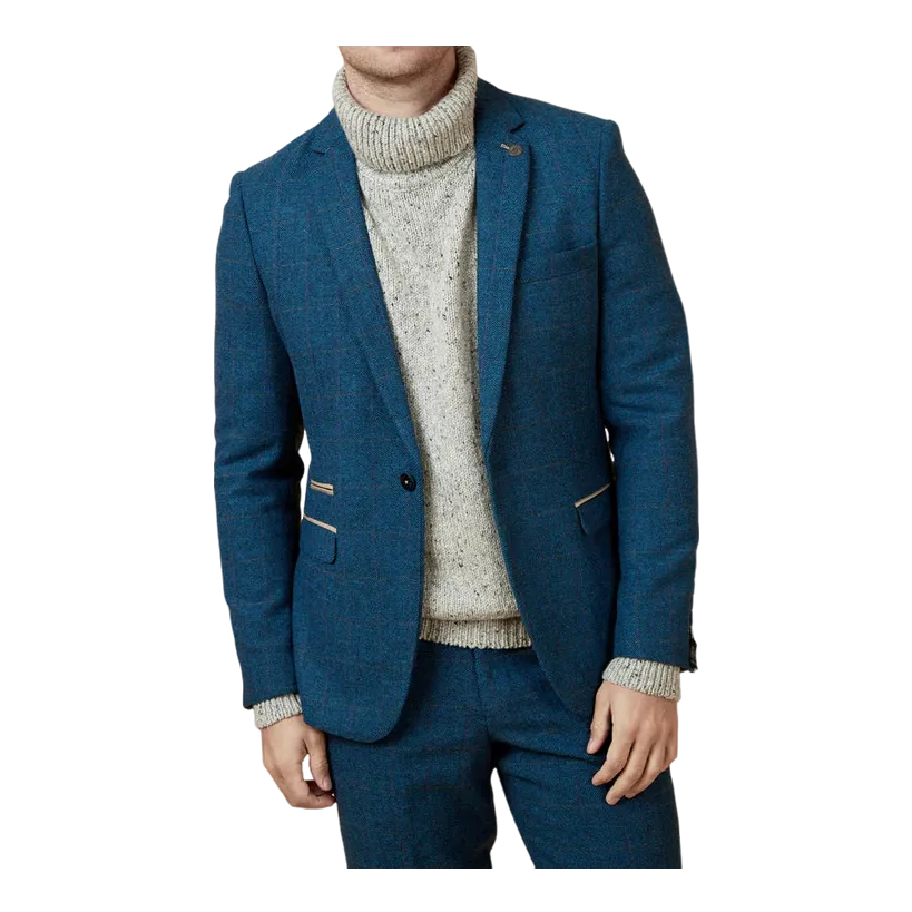 Marc Darcy Dion Tweed Check Suit Blazer