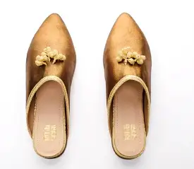 Maria III Gold Tanned Lame Mule