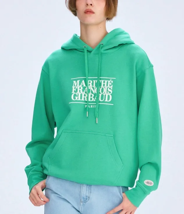 Marithe + Francois Girbaud  |Unisex Long Sleeves Cotton Logo Hoodies