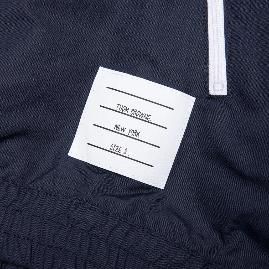 Mesh 4-Bar Hooded Zip Up Jacket  - Navy