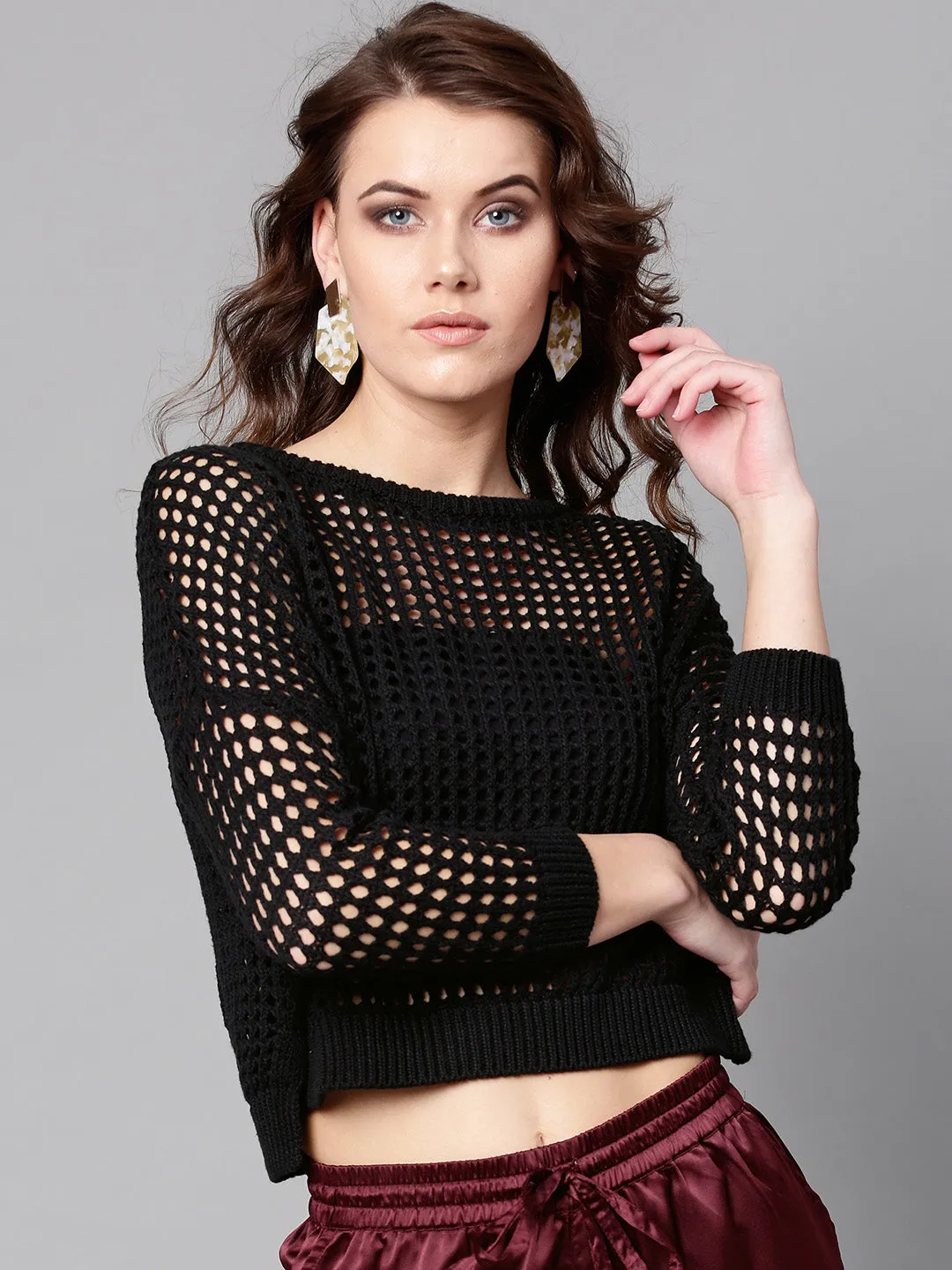 Mesh Crop Sweater