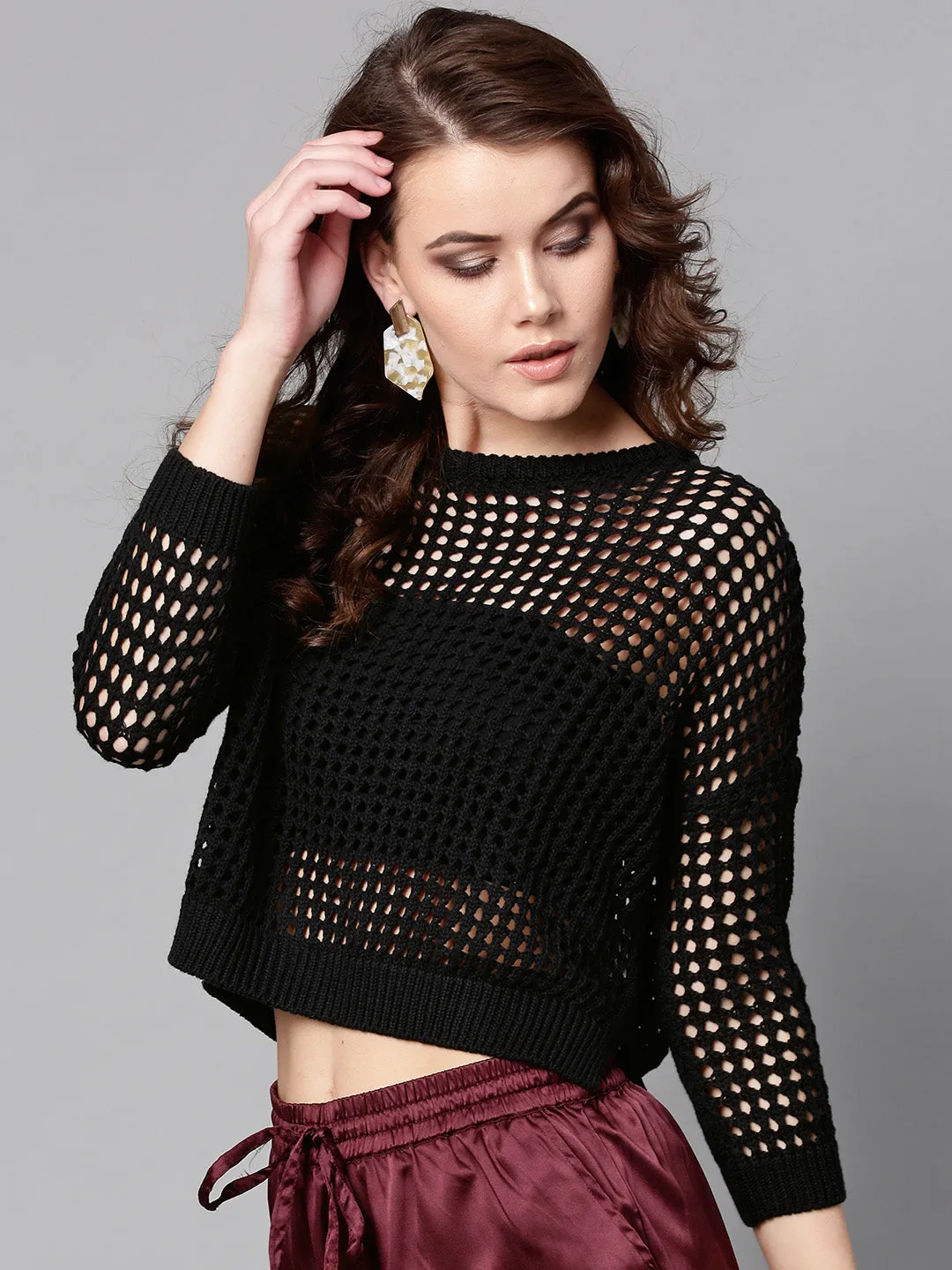 Mesh Crop Sweater