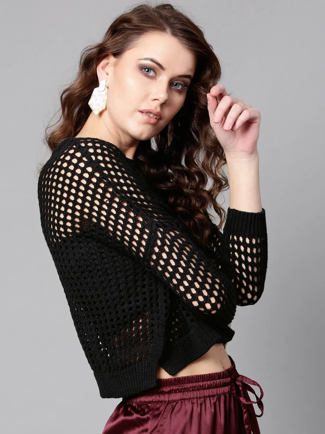 Mesh Crop Sweater