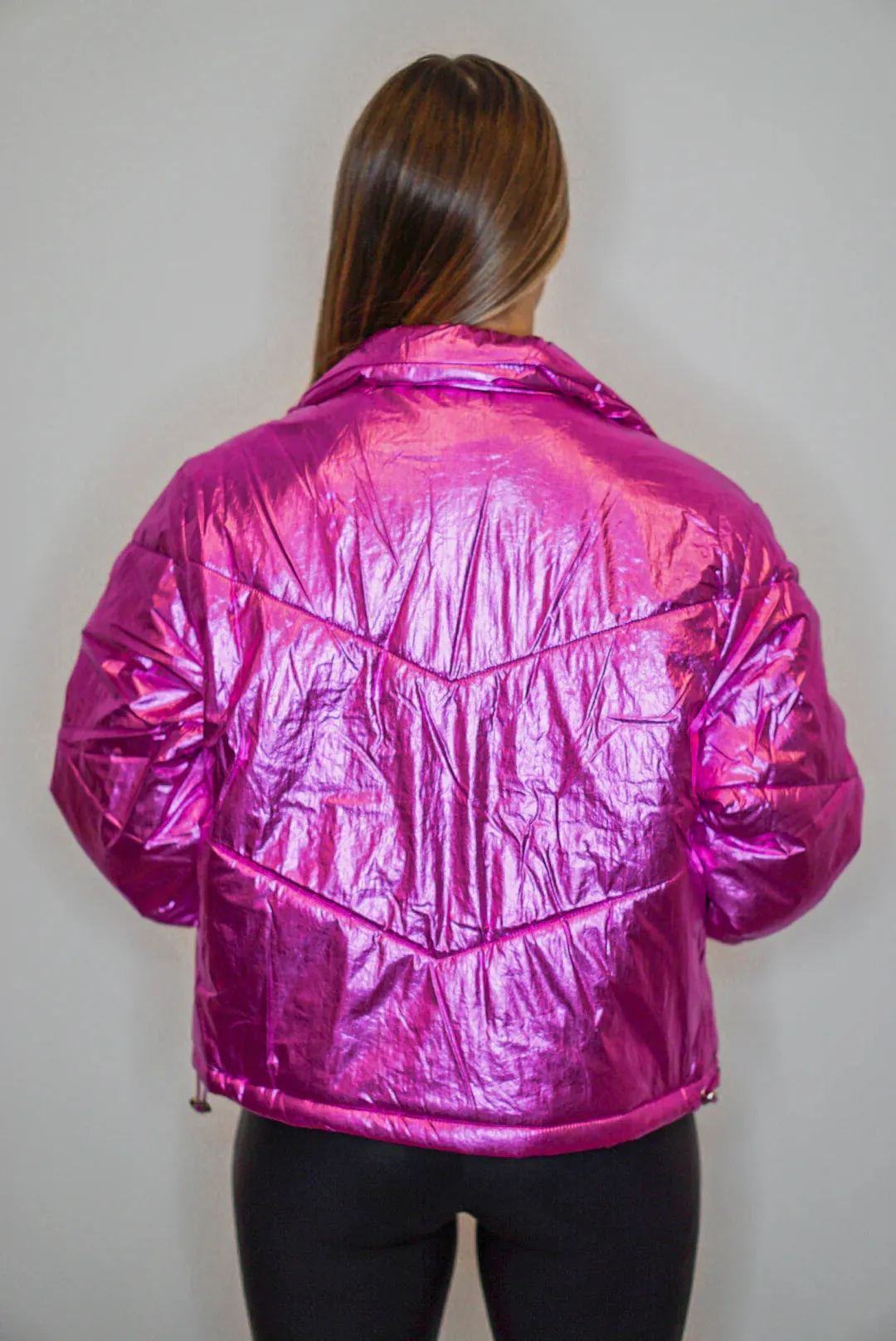 Metallic Trends Magenta Puffer Jacket