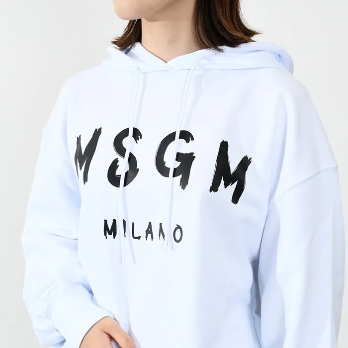 MSGM  |Long Sleeves Plain Cotton Medium Puff Sleeves Logo