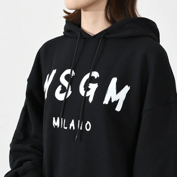 MSGM  |Long Sleeves Plain Cotton Medium Puff Sleeves Logo