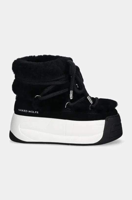 Naked Wolfe woollen snow boots Darling black color Darling Black Cow Suede