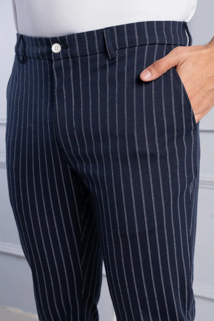 Navy Blue Pinstripe Power-Stretch Pants