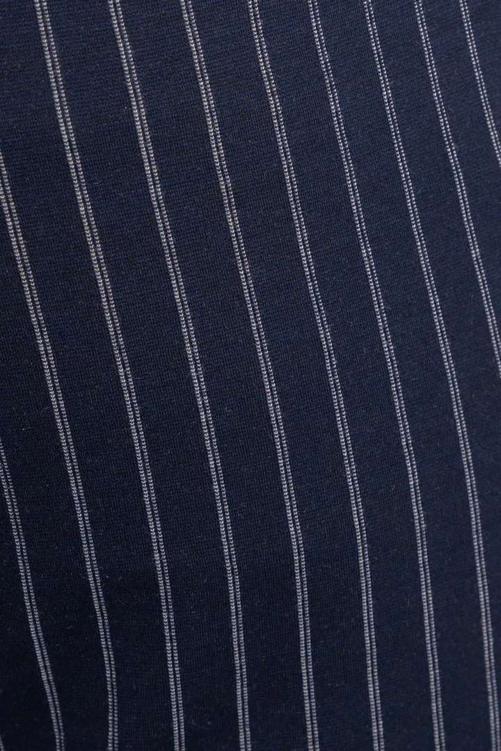 Navy Blue Pinstripe Power-Stretch Pants