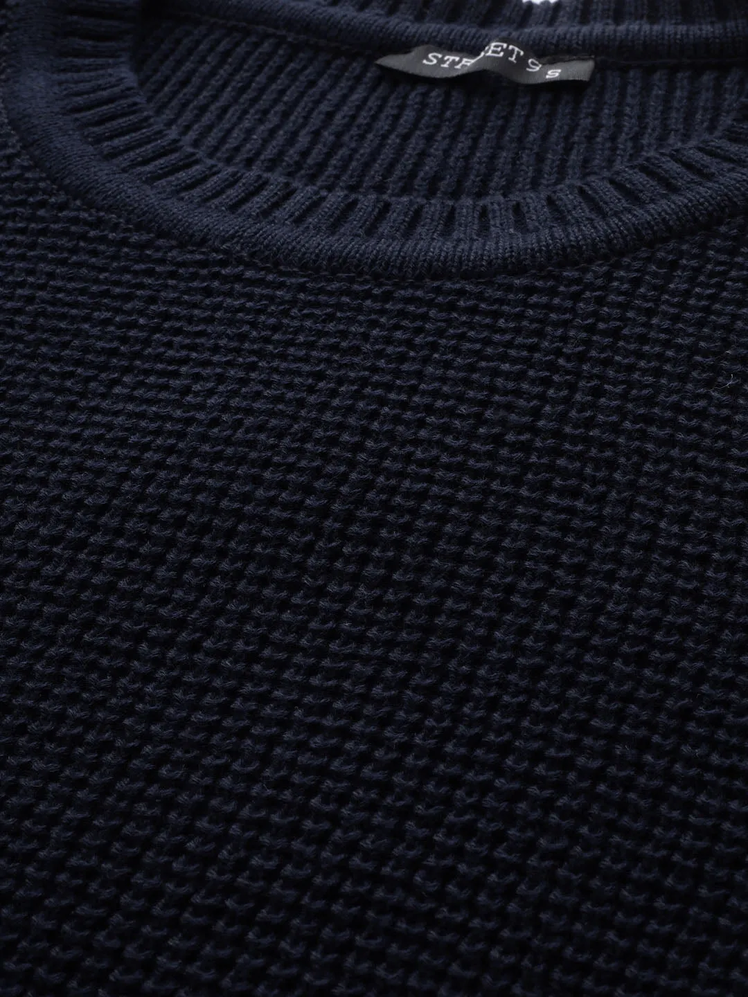 Navy Blue Solid Sweater