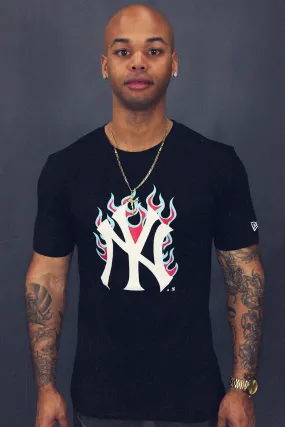 New York Yankees Flame Logo Side Patch 59Fifty Fitted Matching Black T-Shirt