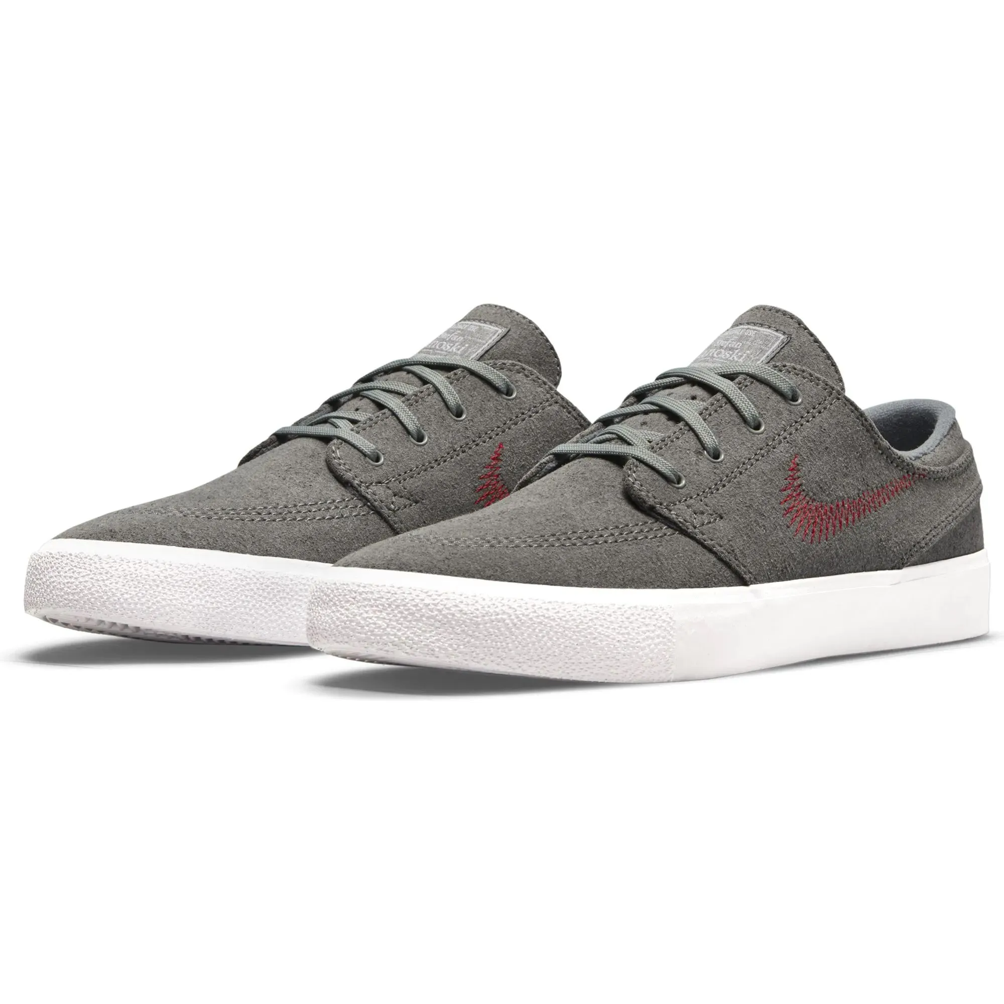 Nike SB Zoom Stefan Janoski FL RM Skate Shoes - Tumbled Grey/University Red-Tumbled Grey