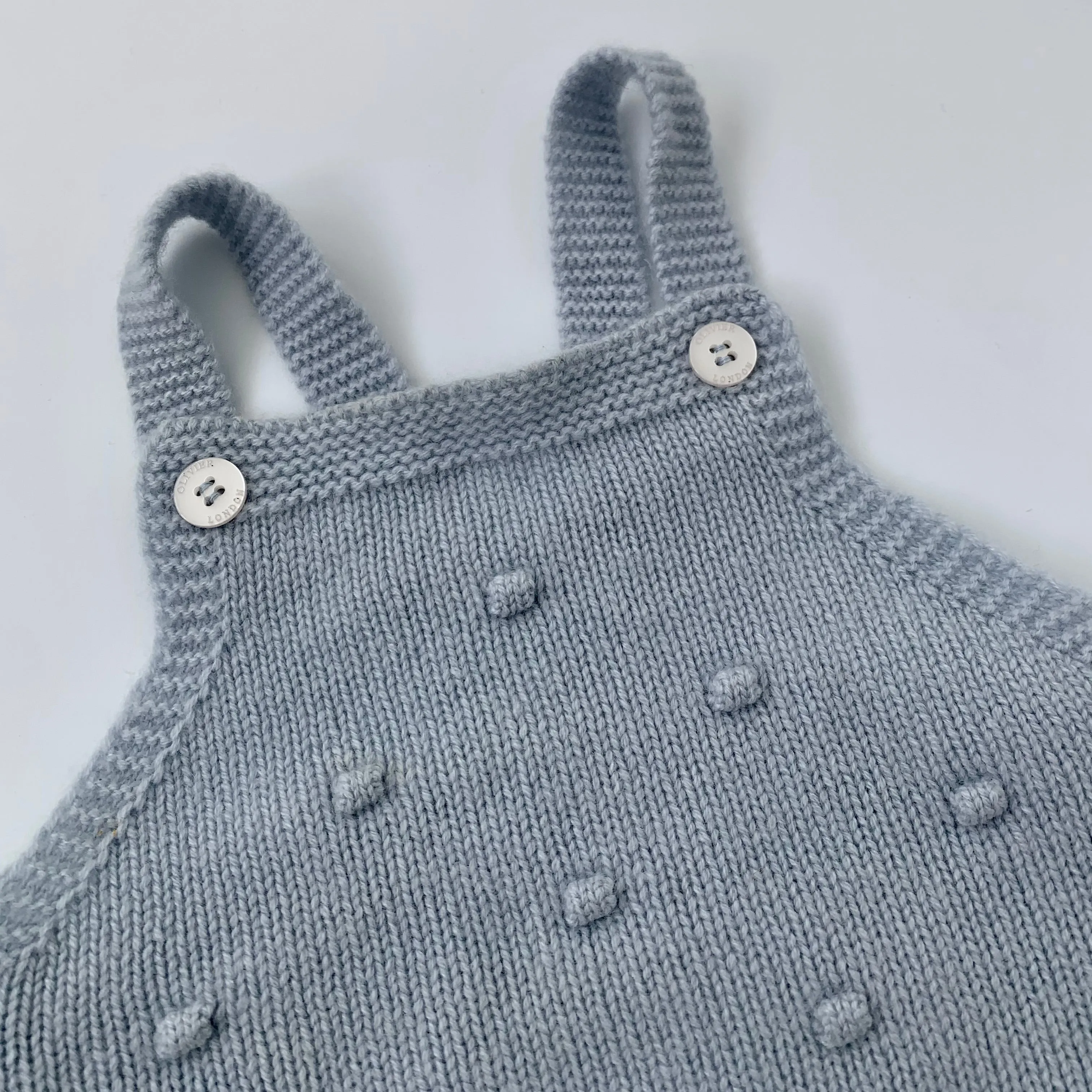 Olivier Blue Cashmere Romper: 6-12 Months