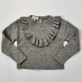 Olivier Grey Cashmere Mix Jumper With Frill: 4-5 Years