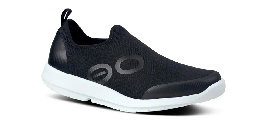 Oofos Women’s OOmg Sport Low Slip On Shoes-Black/White