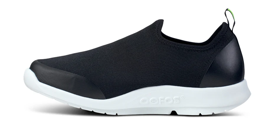 Oofos Women’s OOmg Sport Low Slip On Shoes-Black/White