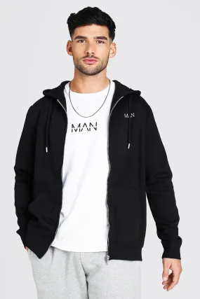 Original MAN Zip Through Hoodie | boohooMAN UK