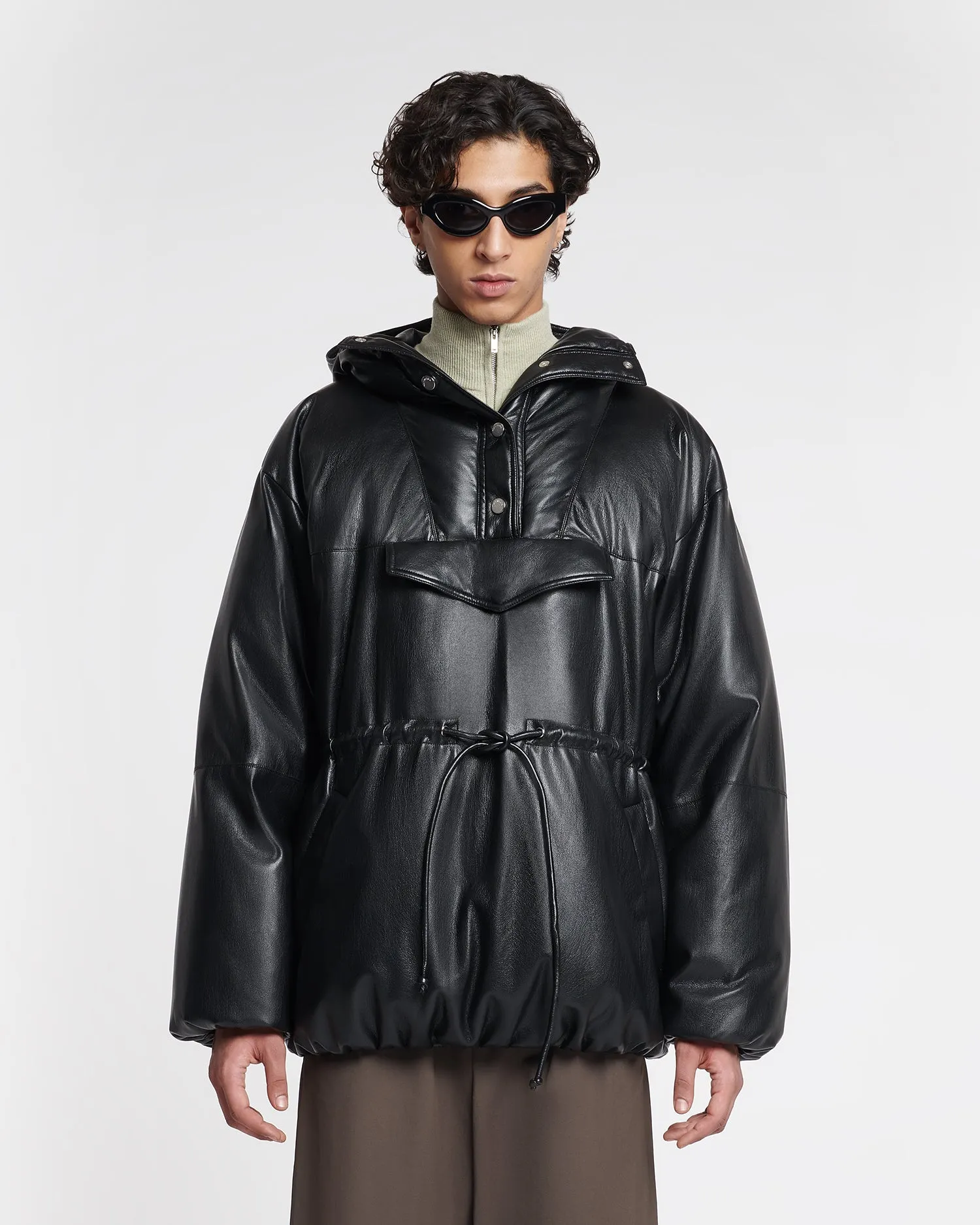 Osana - Okobor Alt-Leather Belted Puffer - Black