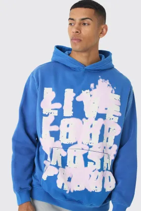 Oversized Live Loud Printed Hoodie | boohooMAN UK