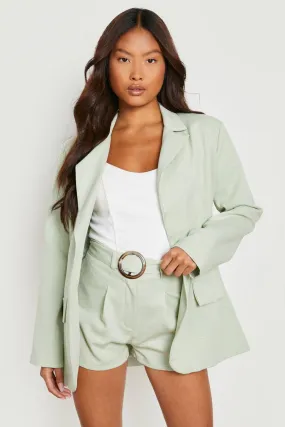 Petite Linen Look Pocket Detail Blazer