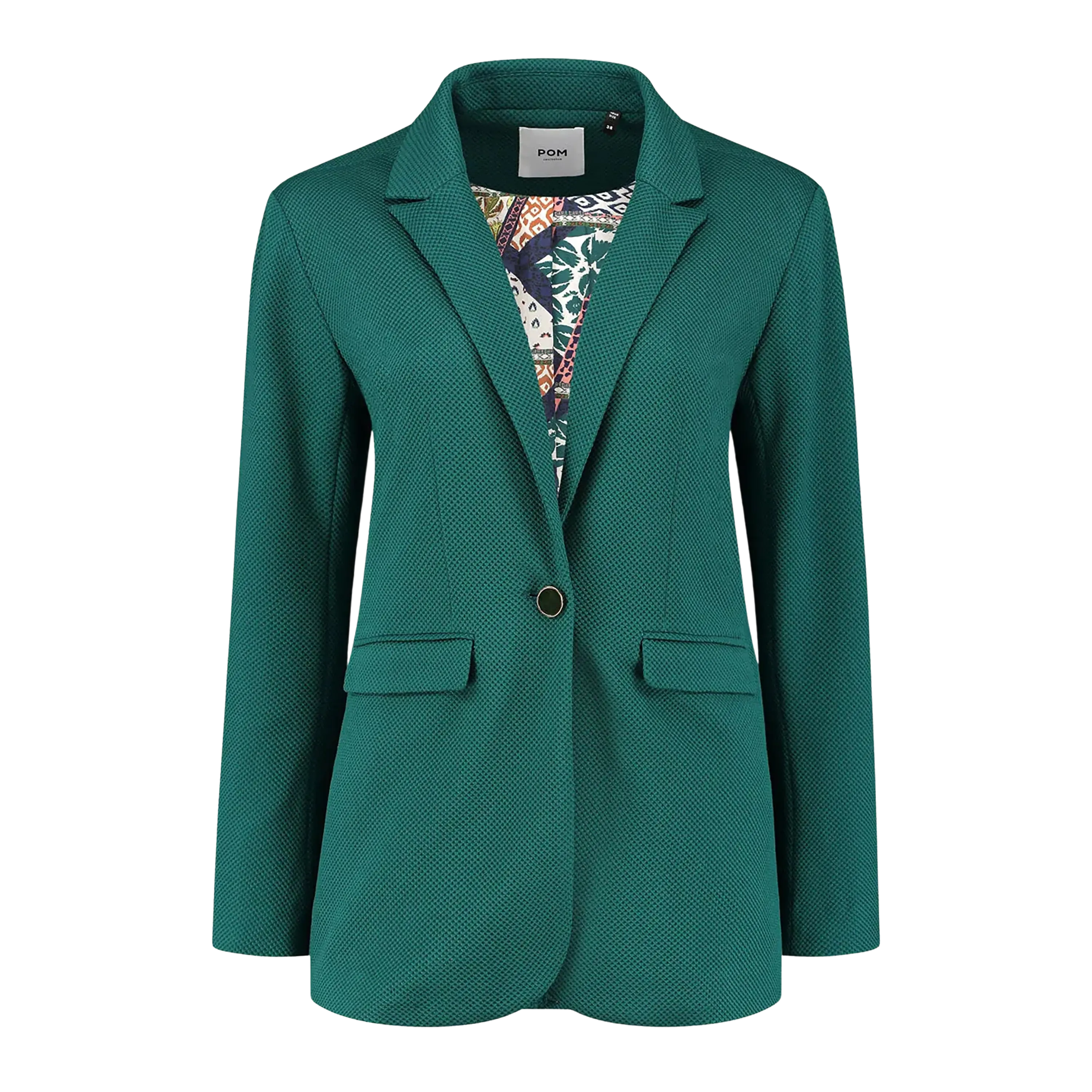 POM Amsterdam Sea Green Waffle Texture Blazer