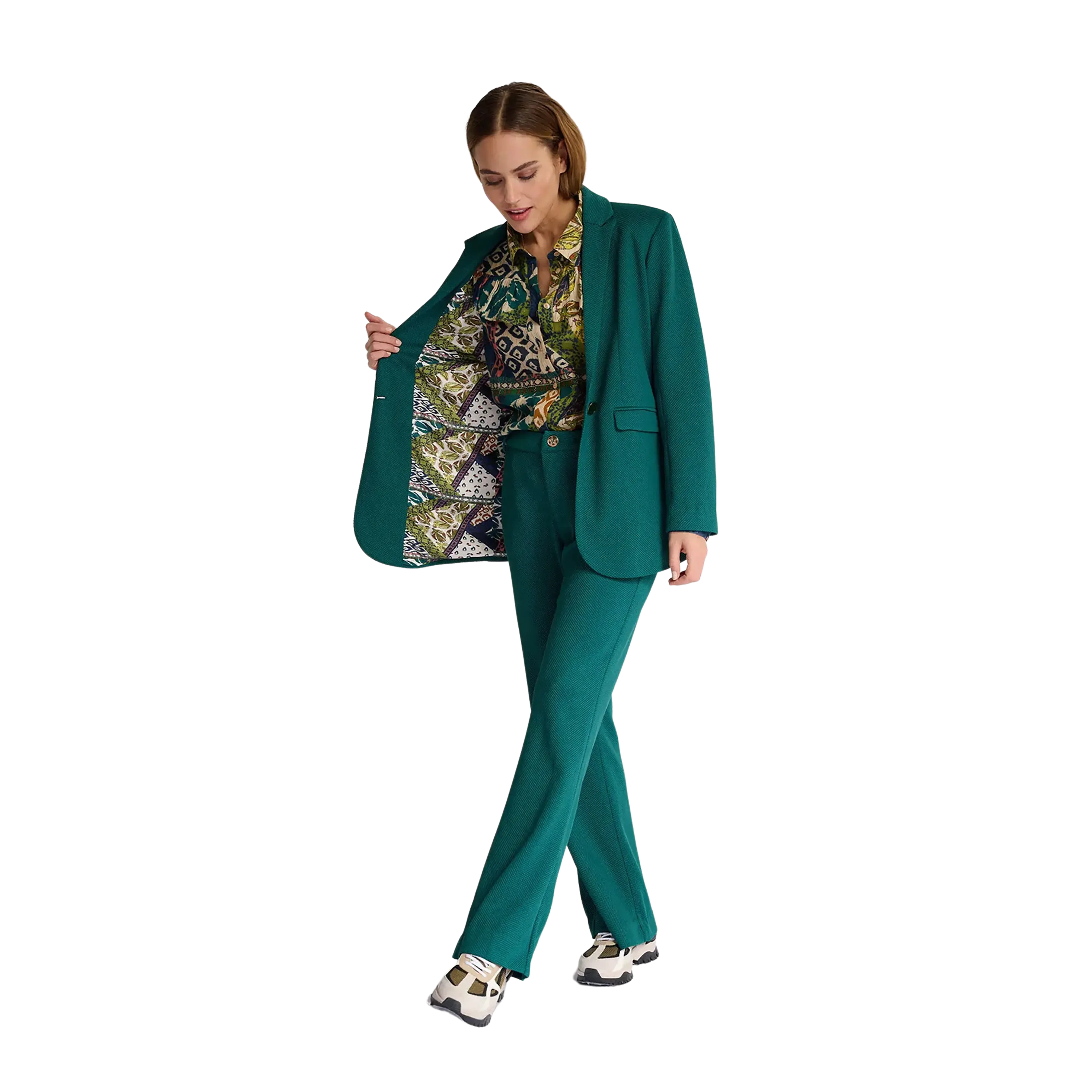 POM Amsterdam Sea Green Waffle Texture Blazer