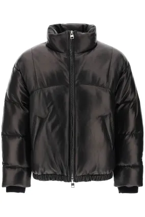 QUILTED LEATHER PUFFER JACKET