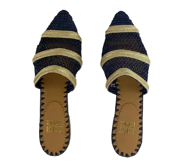 Rafina II Blue/Beige Knitted Mule