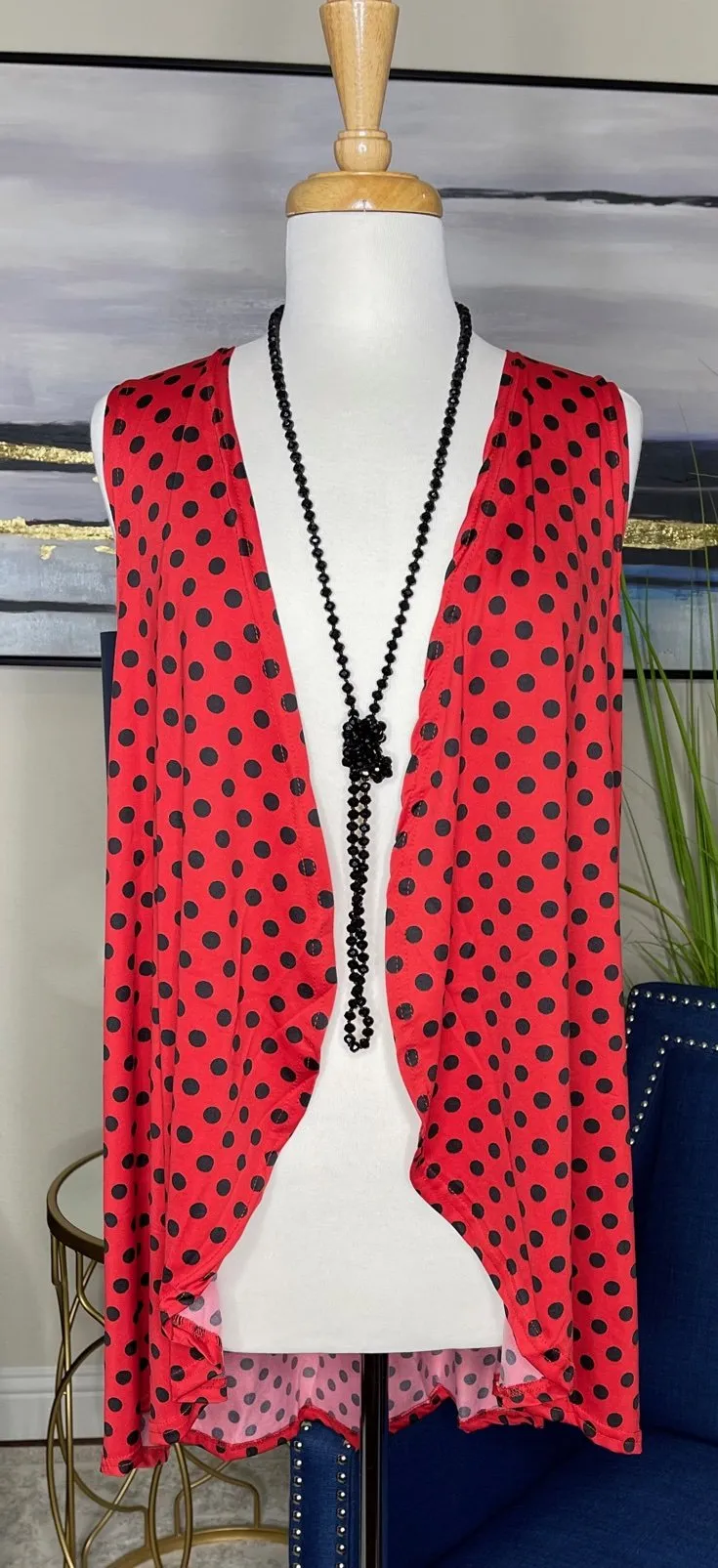 Red & Black Polka Dot Vest