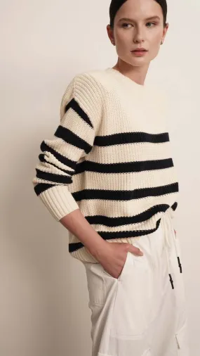 Rene Cotton Sweater - Navy Stripes