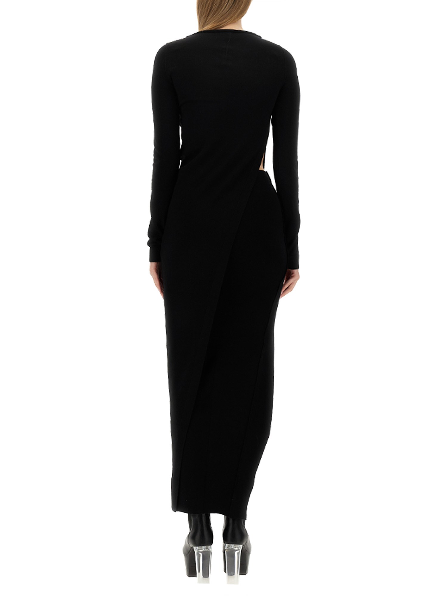 RICK OWENS    LONG WOOL TOP WITH DRAPE