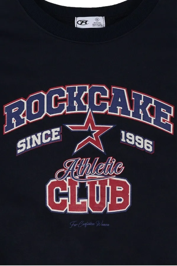 ROCKCAKE  |U-Neck Long Sleeves Cotton Oversized Logo