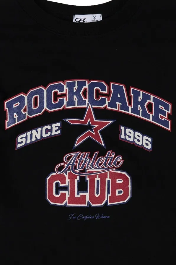 ROCKCAKE  |U-Neck Long Sleeves Cotton Oversized Logo