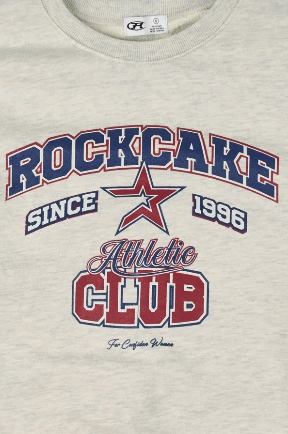 ROCKCAKE  |U-Neck Long Sleeves Cotton Oversized Logo