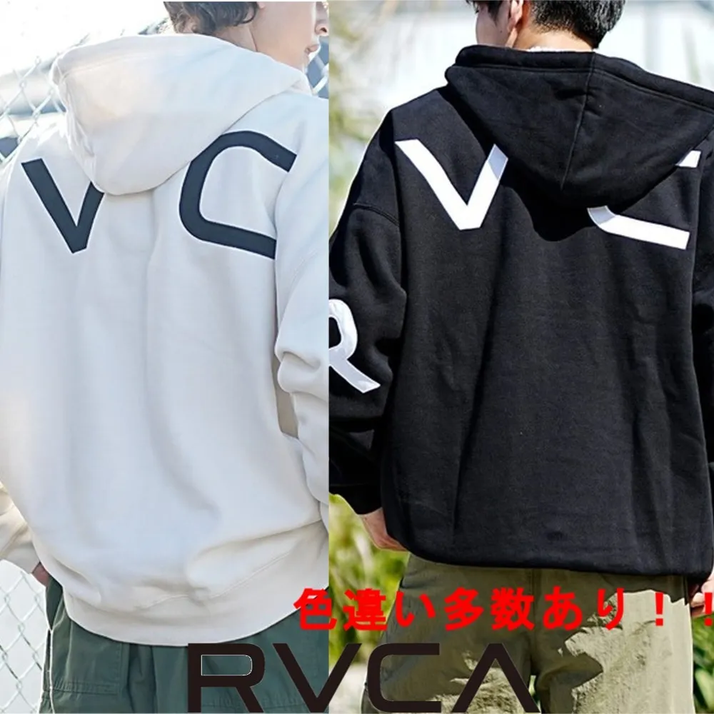 RVCA  |Unisex Bi-color Long Sleeves Oversized Logo Hoodies