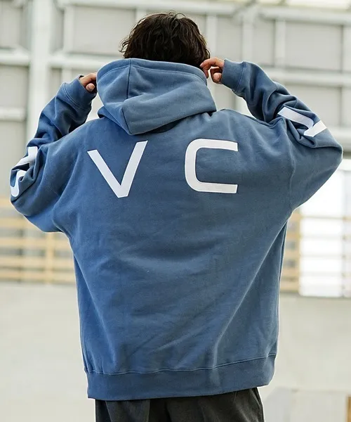 RVCA  |Unisex Bi-color Long Sleeves Oversized Logo Hoodies