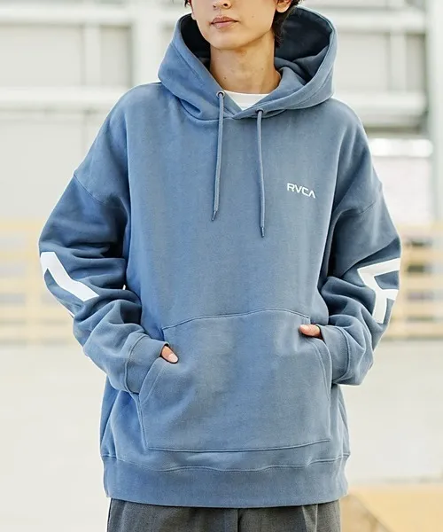 RVCA  |Unisex Bi-color Long Sleeves Oversized Logo Hoodies