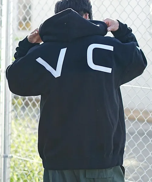 RVCA  |Unisex Bi-color Long Sleeves Oversized Logo Hoodies