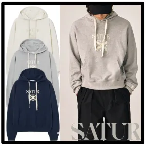 SATUR  |Unisex Street Style Logo Hoodies