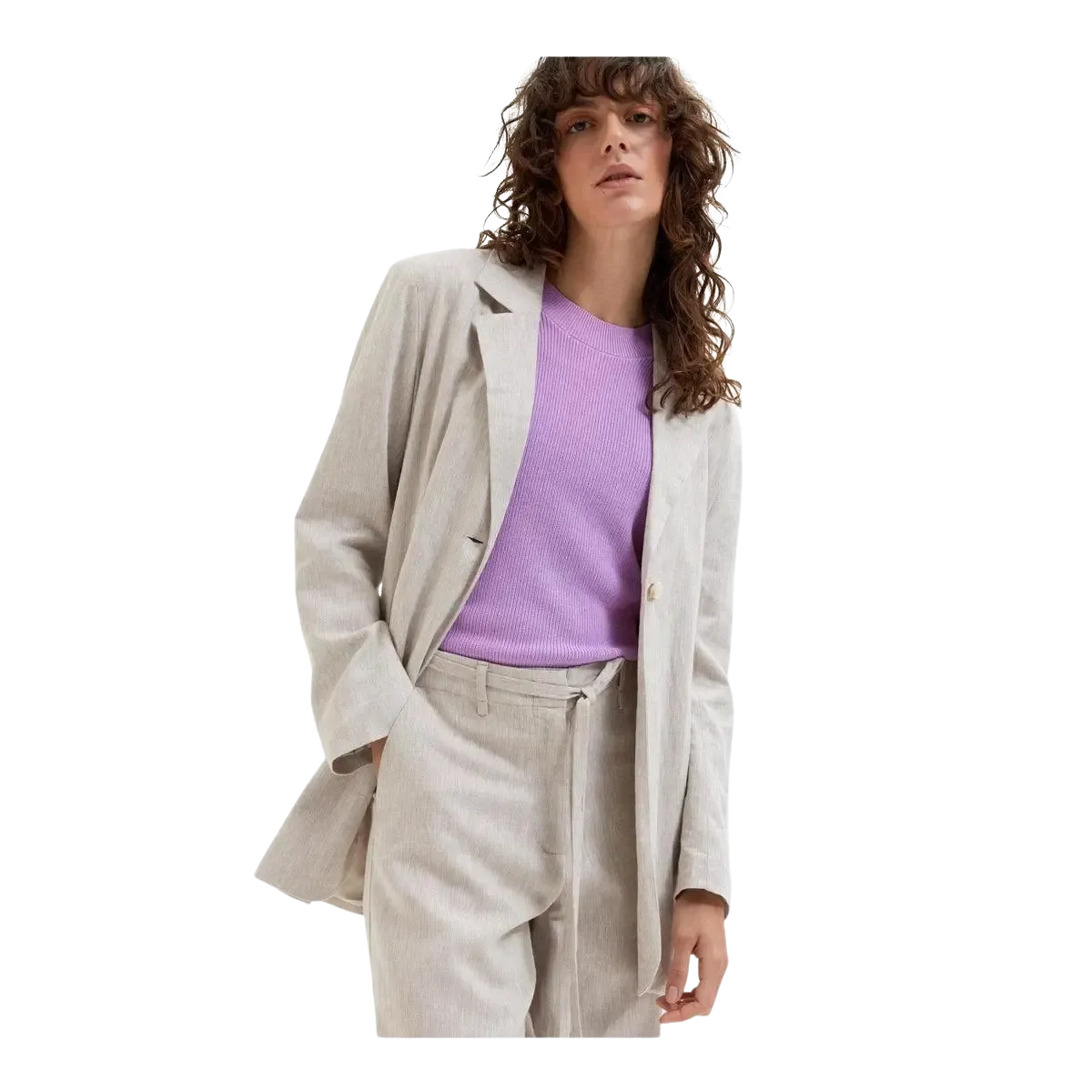 Selected Femme Vienna Relaxed Fit Linen Blend Blazer