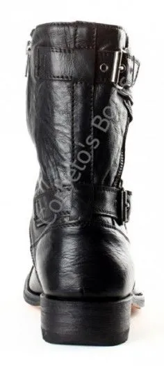 Sendra Boots mens mid calf black enginner boots with zipper