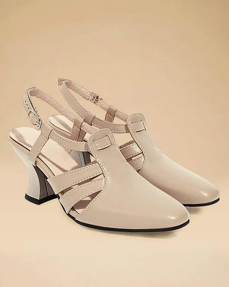 Square Toe Adjusting Buckle Heels