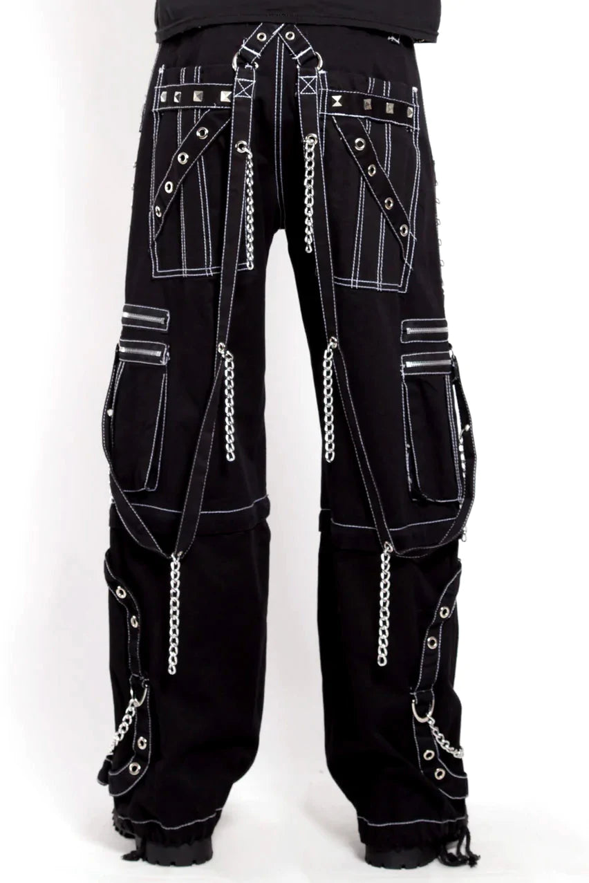 Step Chain Pant Blk w/wht stitc